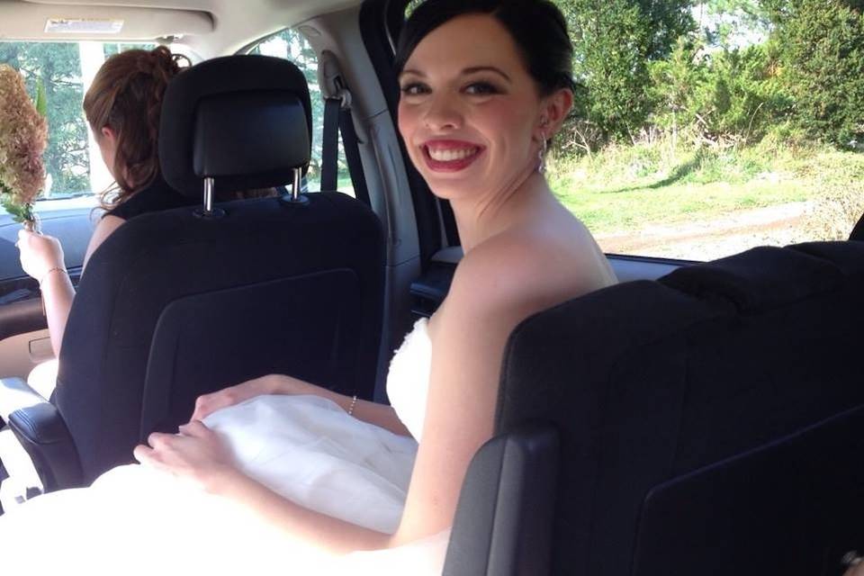 Bridal- wedding day in car
