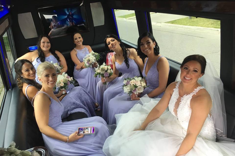 Bride and her bridesmaids