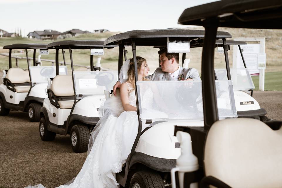 In the golf cart