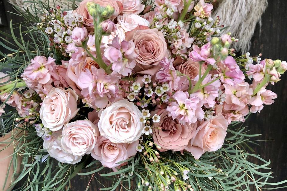 Pink and toffee bridal bouquet