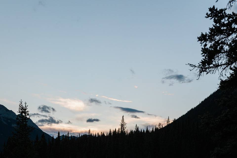 Sunset wedding in the mountain