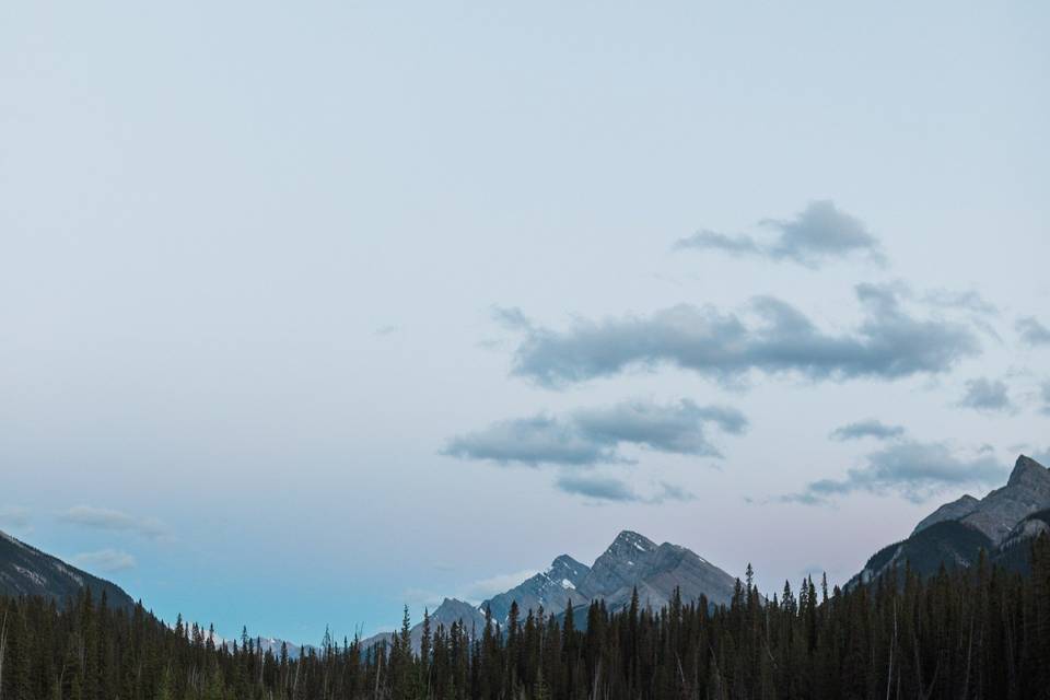 Sunset mountain couple