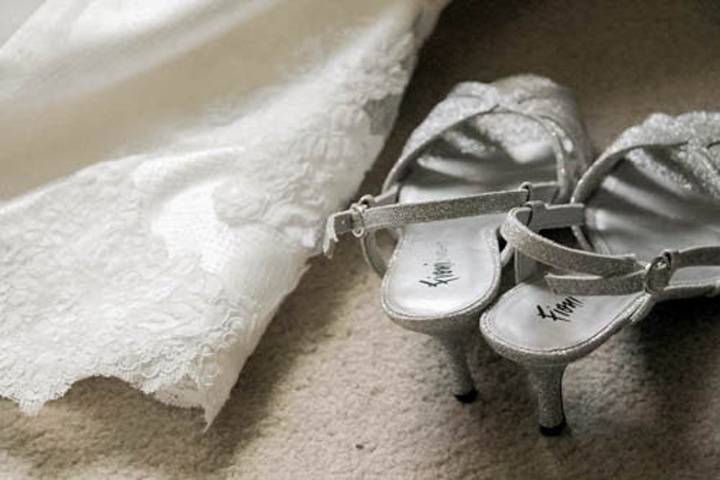 Wedding dress and shoes