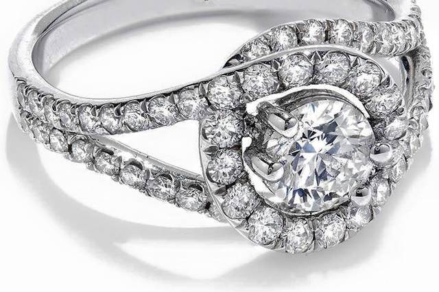 Vera Wang Love Collection 1-1/4 CT. T.W. Emerald-Cut Diamond and Sapphire  Three Stone Engagement Ring in 14K White Gold | Zales Outlet