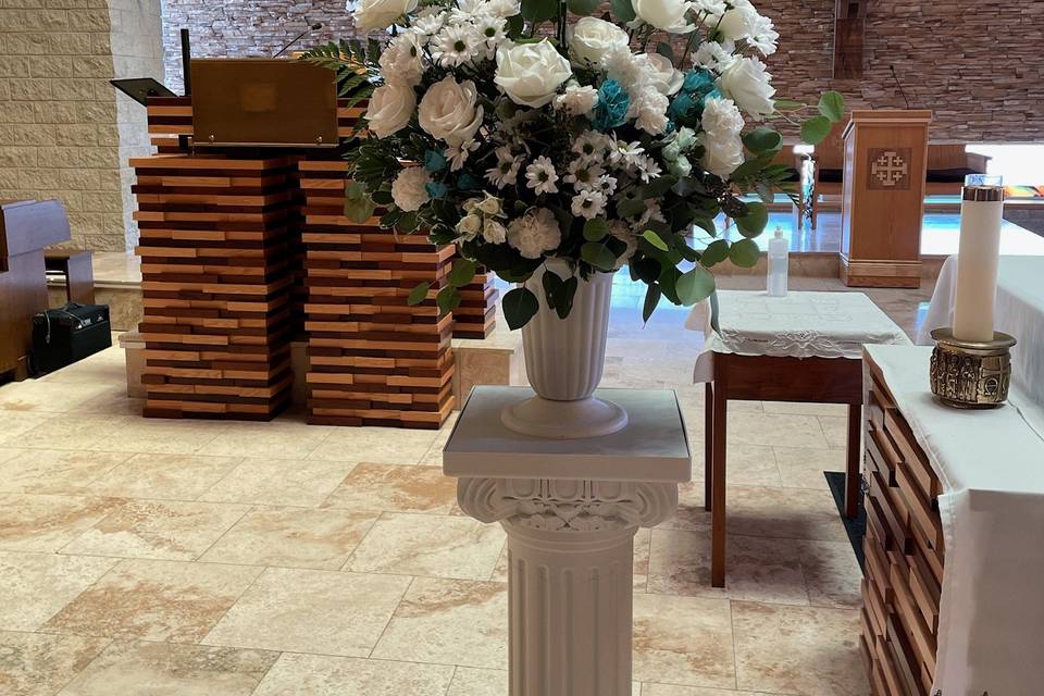 White altar flowers