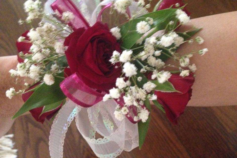 Red rose corsage