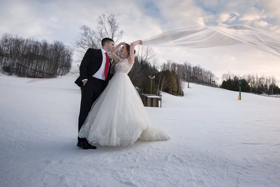 Winter Bride and Groom