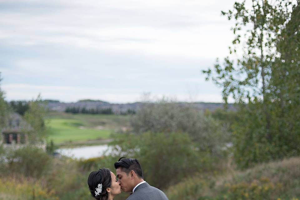 Affectionate Bride and Groom