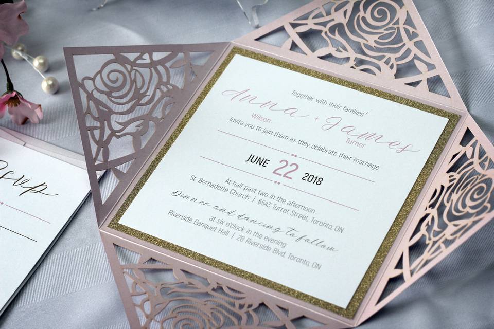 Rose Laser-cut invitation