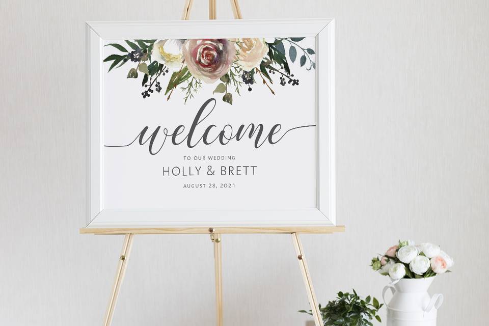 Floral Welcome Sign