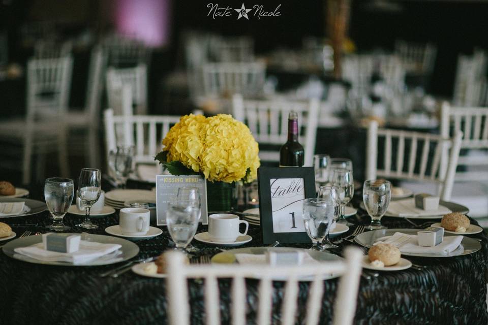 Grey, silver and yellow weddin