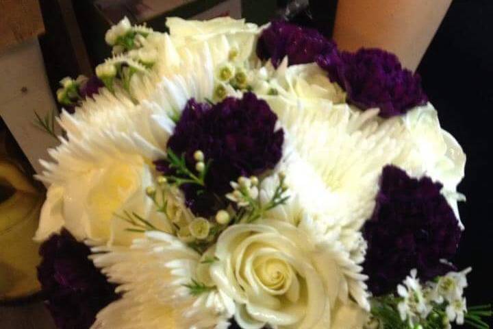 Purple and white arrangement