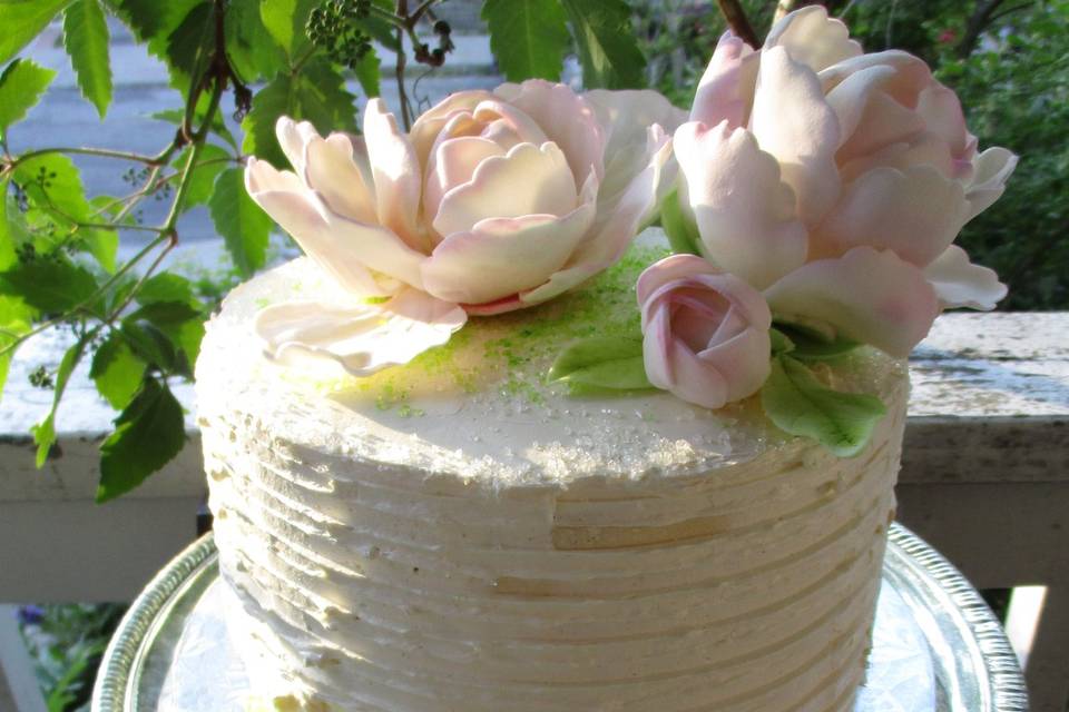 Buttercream with Pink Peonies