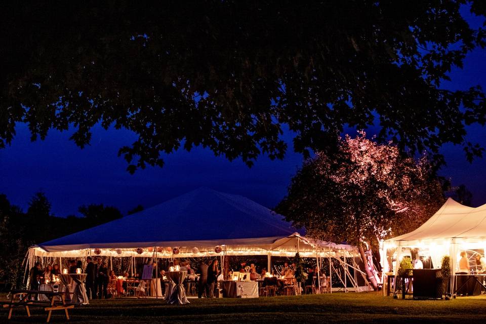 Wedding tent at night