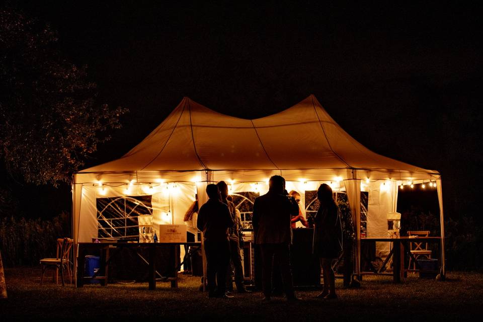 Wedding Bar tent at night