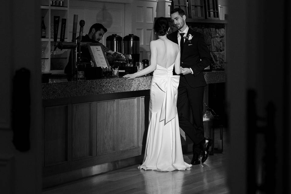 A moment alone by the bar