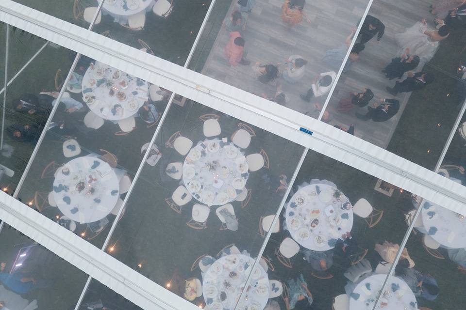 Outdoor reception drone shot