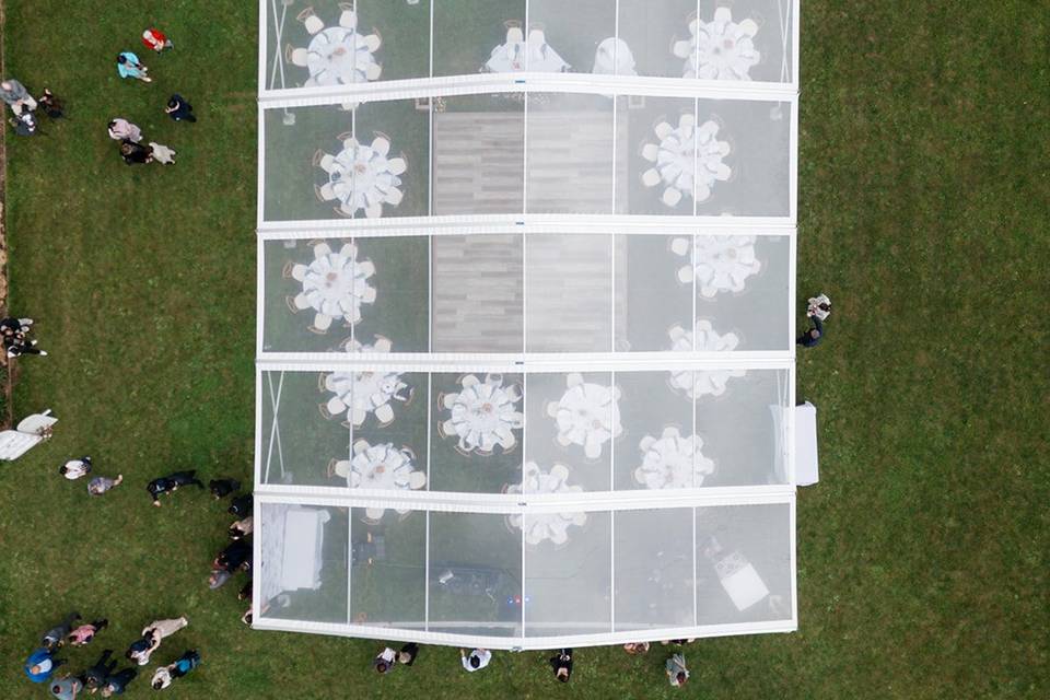 Outdoor reception drone shot