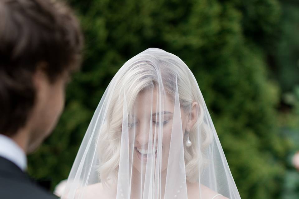 Blusher veil during vows