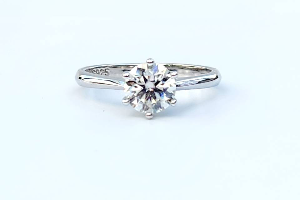 1ct Moissanite Solitaire Ring