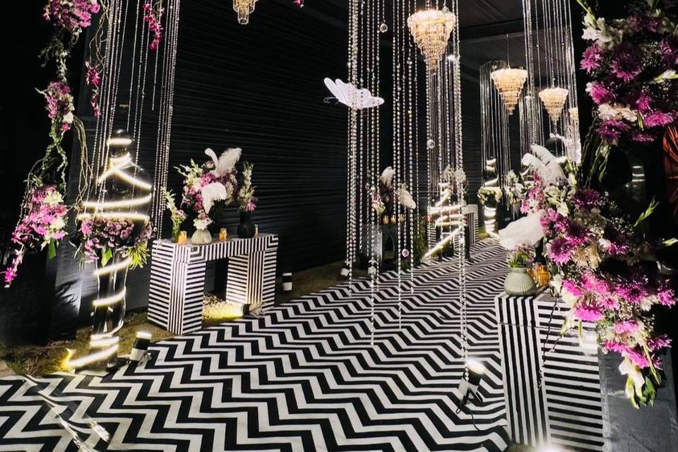 Soft florals, cascading light,