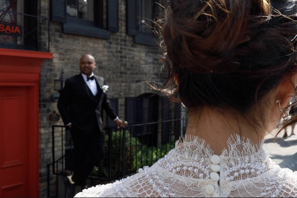 Bride and groom preparation.