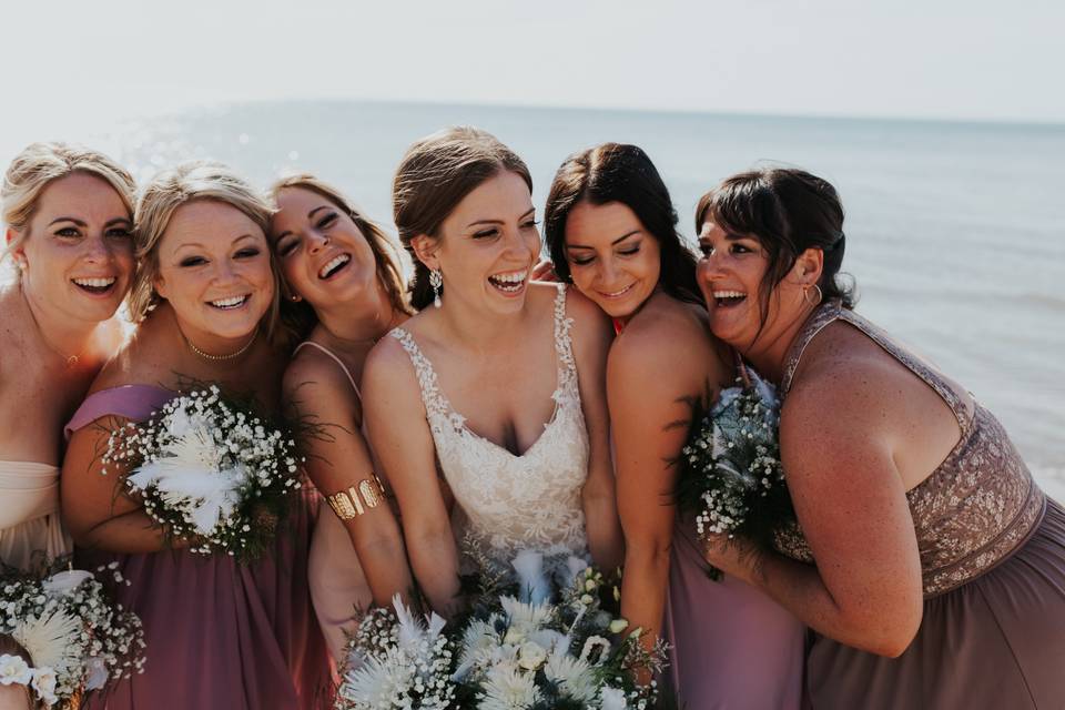 Beach bridesmaids