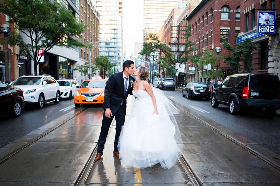 King street wedding kiss