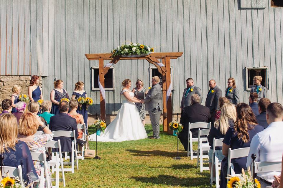 Officiant performing outdoors