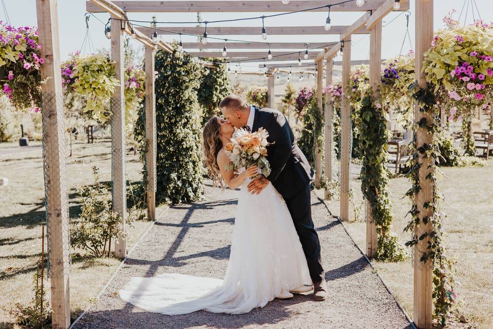 Pergola Aisle, Fresh Flowers