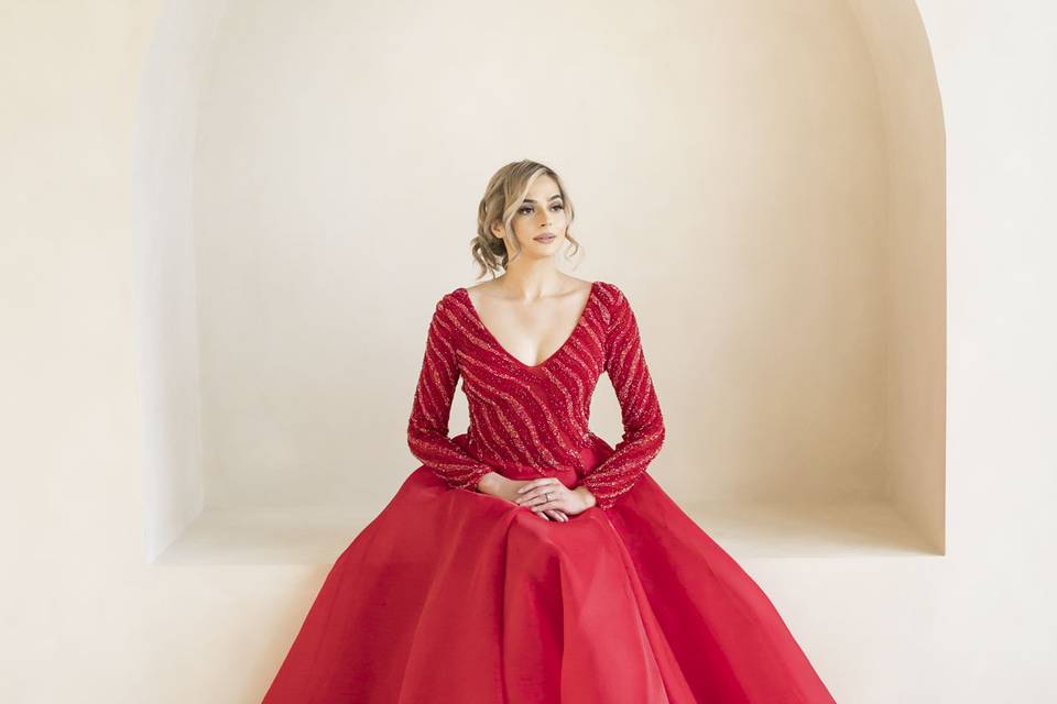 Long sleeve red princess gown