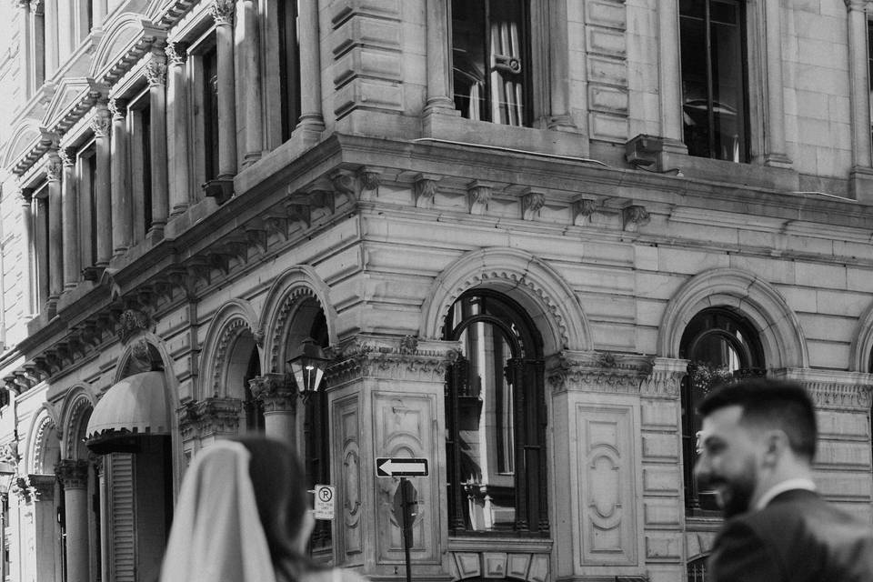 Sweet couple in old montreal