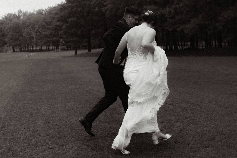 A couple under the rain