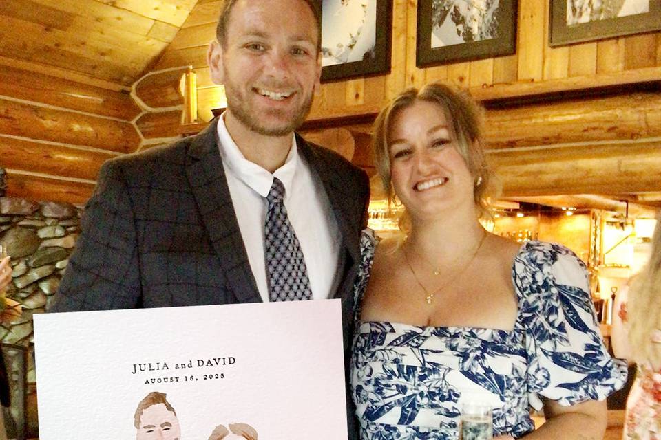 A couple's live portrait art