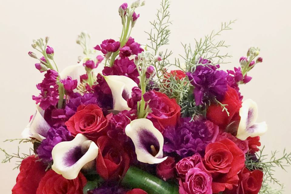 Red and purple centerpiece
