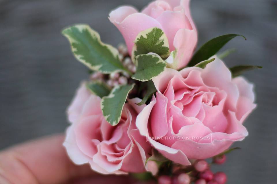 Pink boutonniere