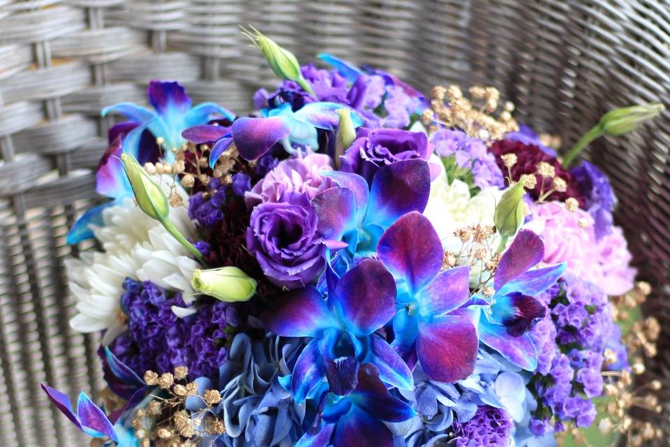 Blue and purple bouquet