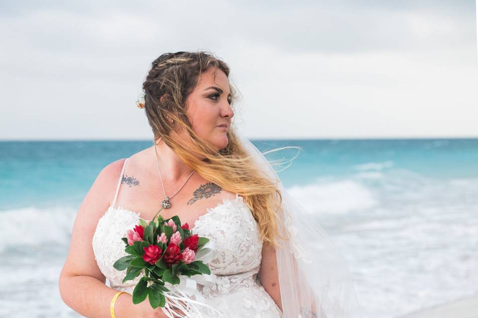 Bride portrait on beach