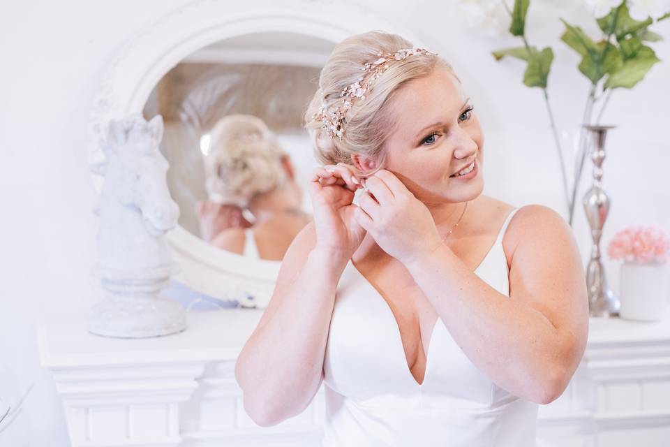 Bride at mirror
