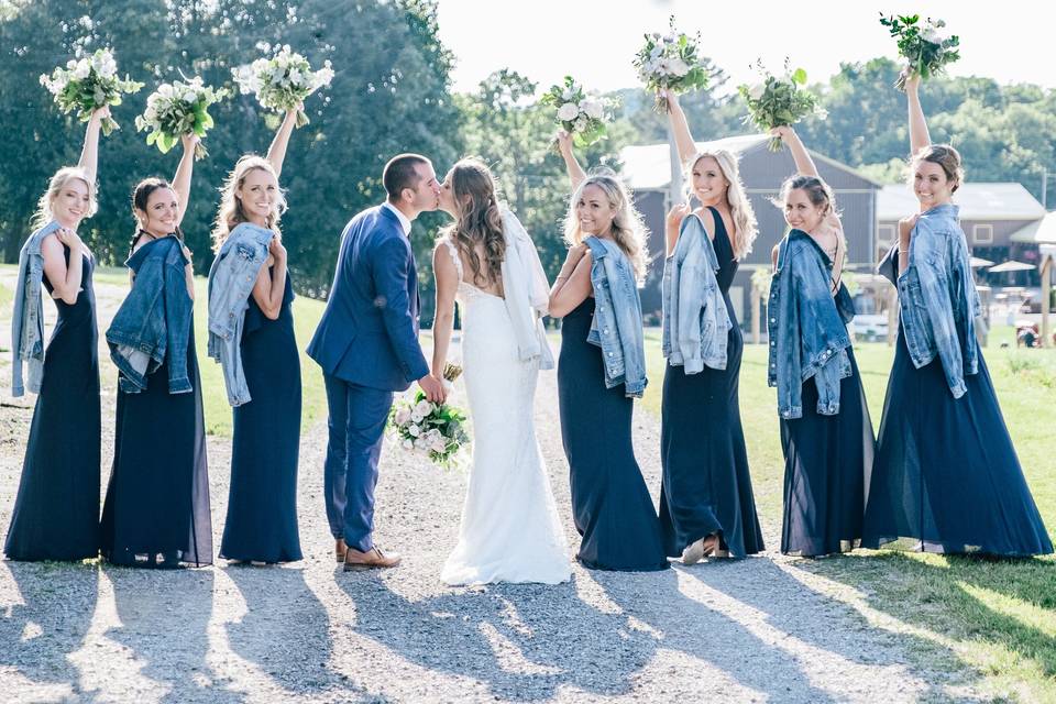 Couple and bridal party