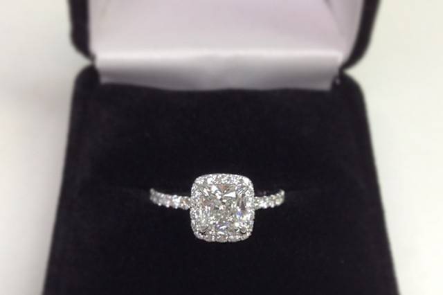 Cushion Halo Engagement Ring