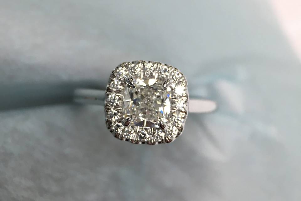 Cushion Halo Engagement Ring