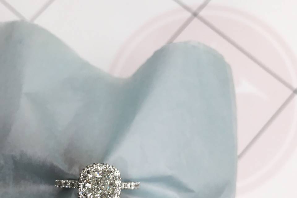 Cushion Halo Engagement Ring