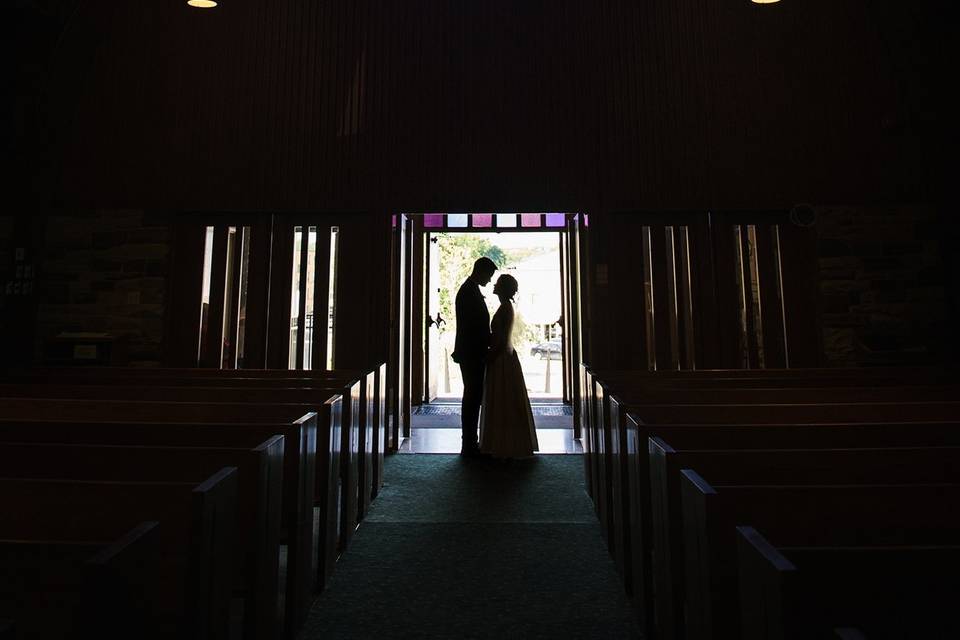 Silhouette at church