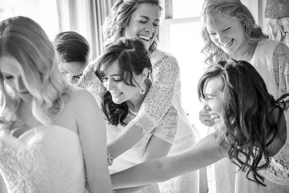 Bridesmaids having fun