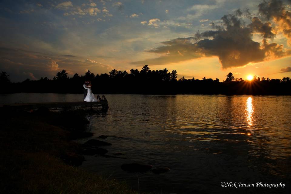 Wedding sunset at the lake
