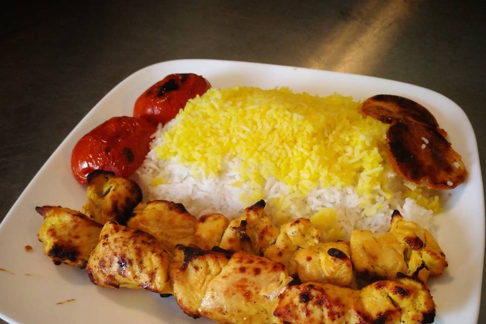 Jujeh kebab and rice