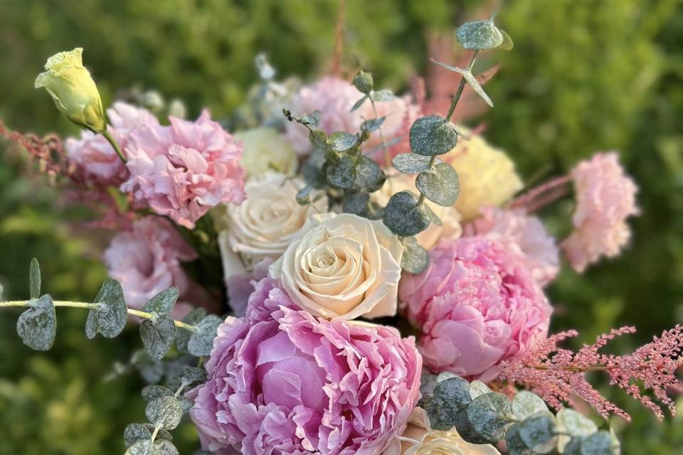 Pink and White Bridal Bouquet