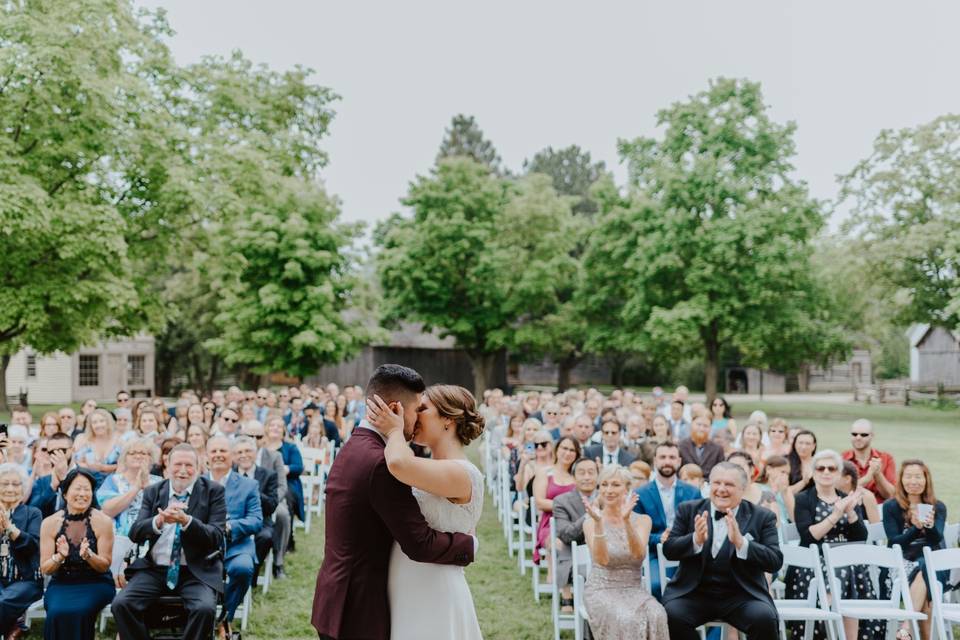 Newlyweds kiss