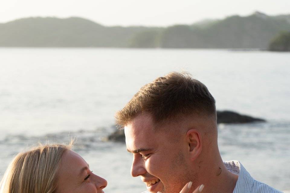 Alex and Abi looking at each other